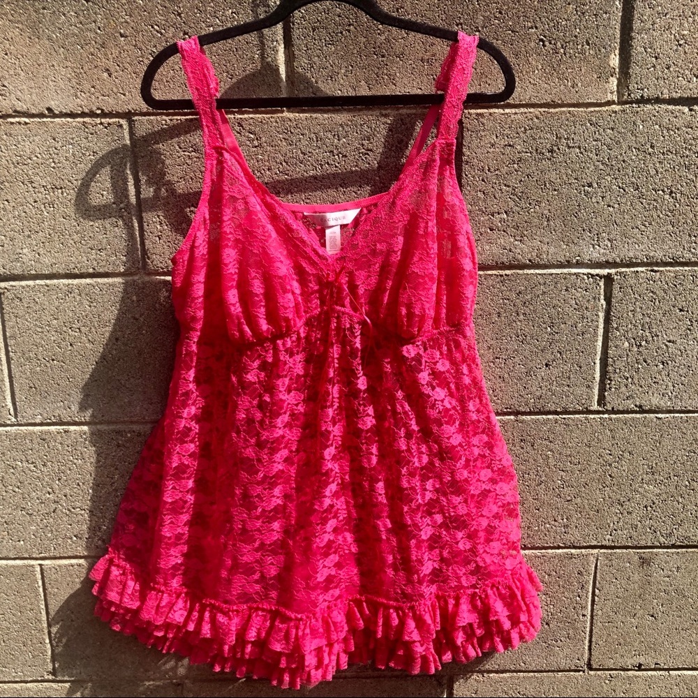 CACIQUE Pink Sexy Chamise Teddy Lingerie  SZ 20/24